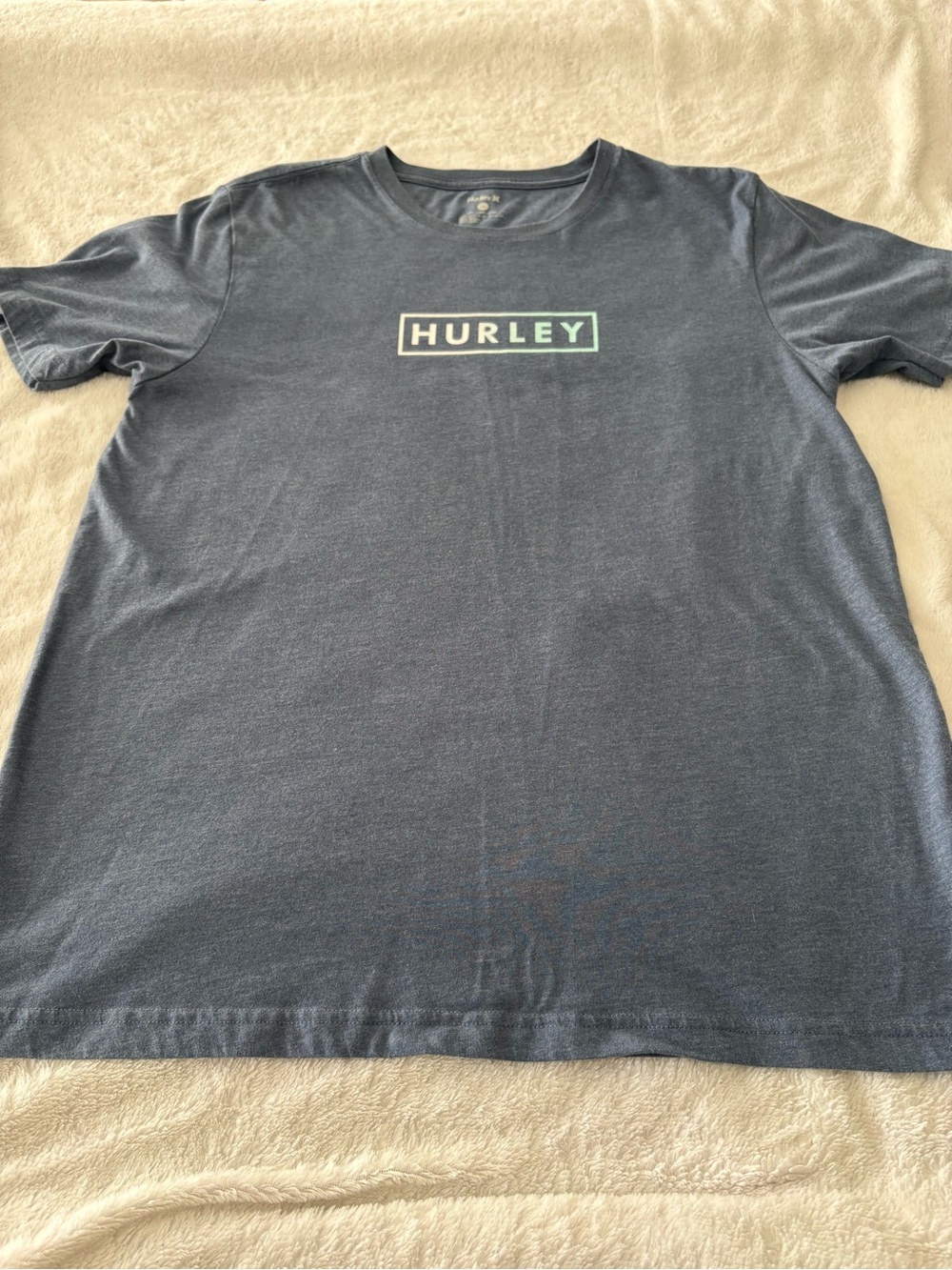 Hurley Men’s Gray Blue Logo T‑Shirt crew neck size Large